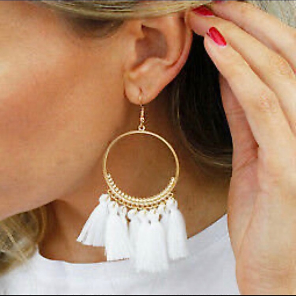 “Arriba!” Boho Tassel Hoop Fun Cute Fringe Earring - Picture 10 of 16